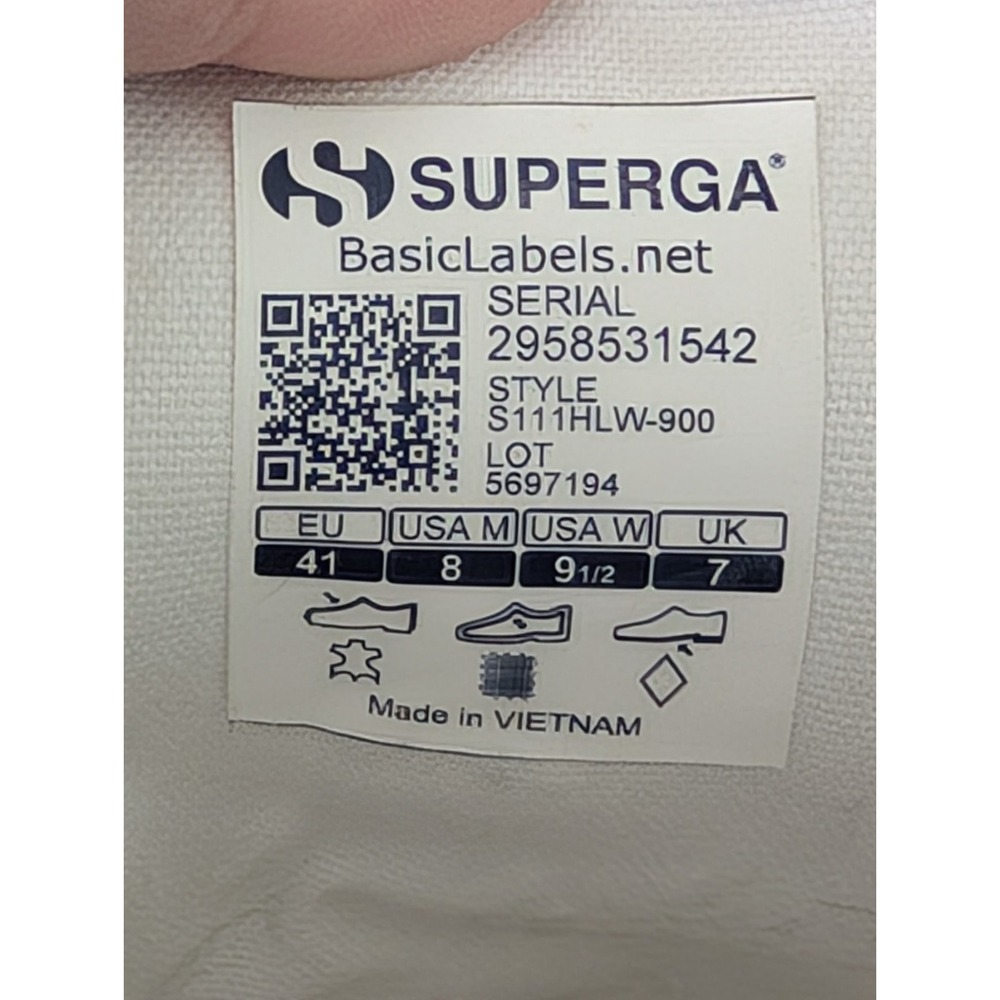 Superga‎ S111HLW-900 White Leather Sneakers Men's 8 / Women's 9.5 EU 41 Low... - Picture 5 of 11